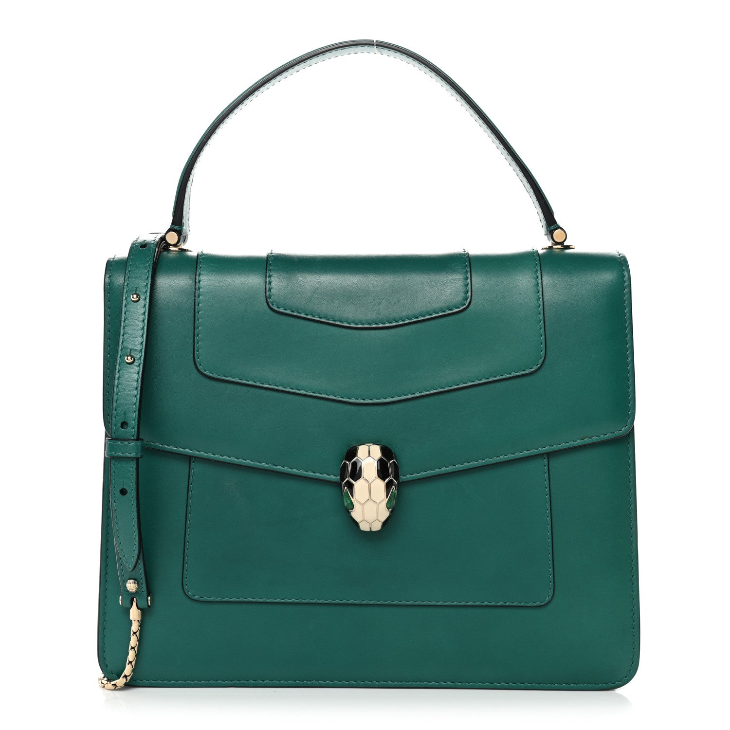 Bulgari Calfskin Large Serpenti Forever Top Handle Emerald Green 1 of 10