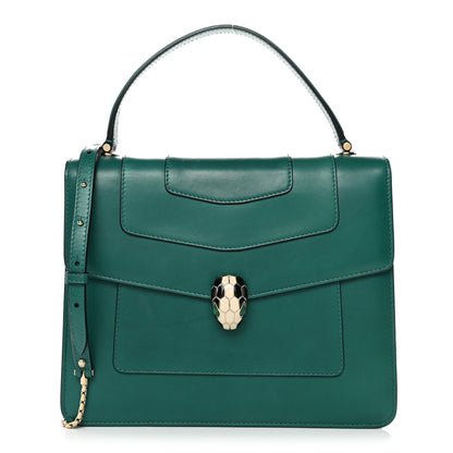 Bulgari Calfskin Large Serpenti Forever Top Handle Emerald Green 1 of 10