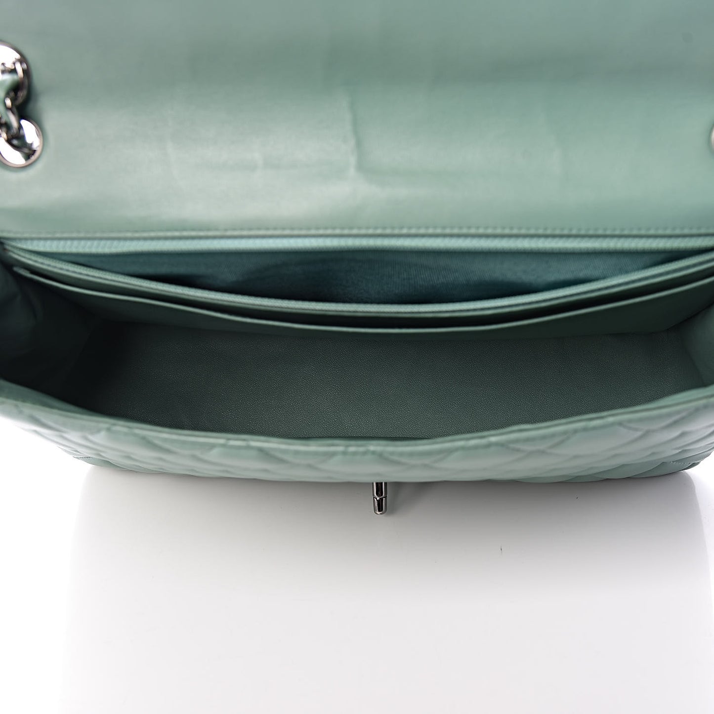 Lambskin Quilted Maxi Single Flap Green