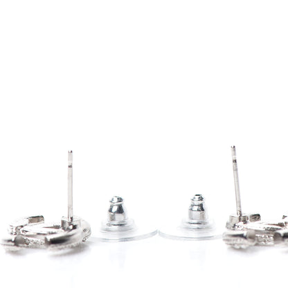 Chanel Crystal Timeless CC Earrings Silver 3 of 4