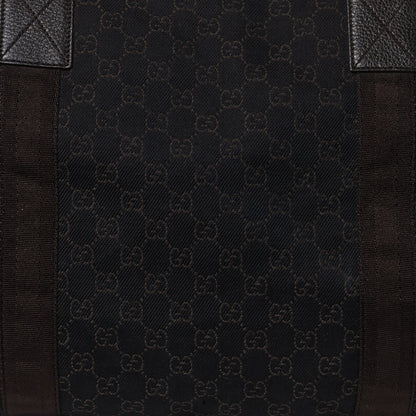 Gucci Denim Monogram Large Collapsible Carry On Duffle Bag Brown 8 of 14