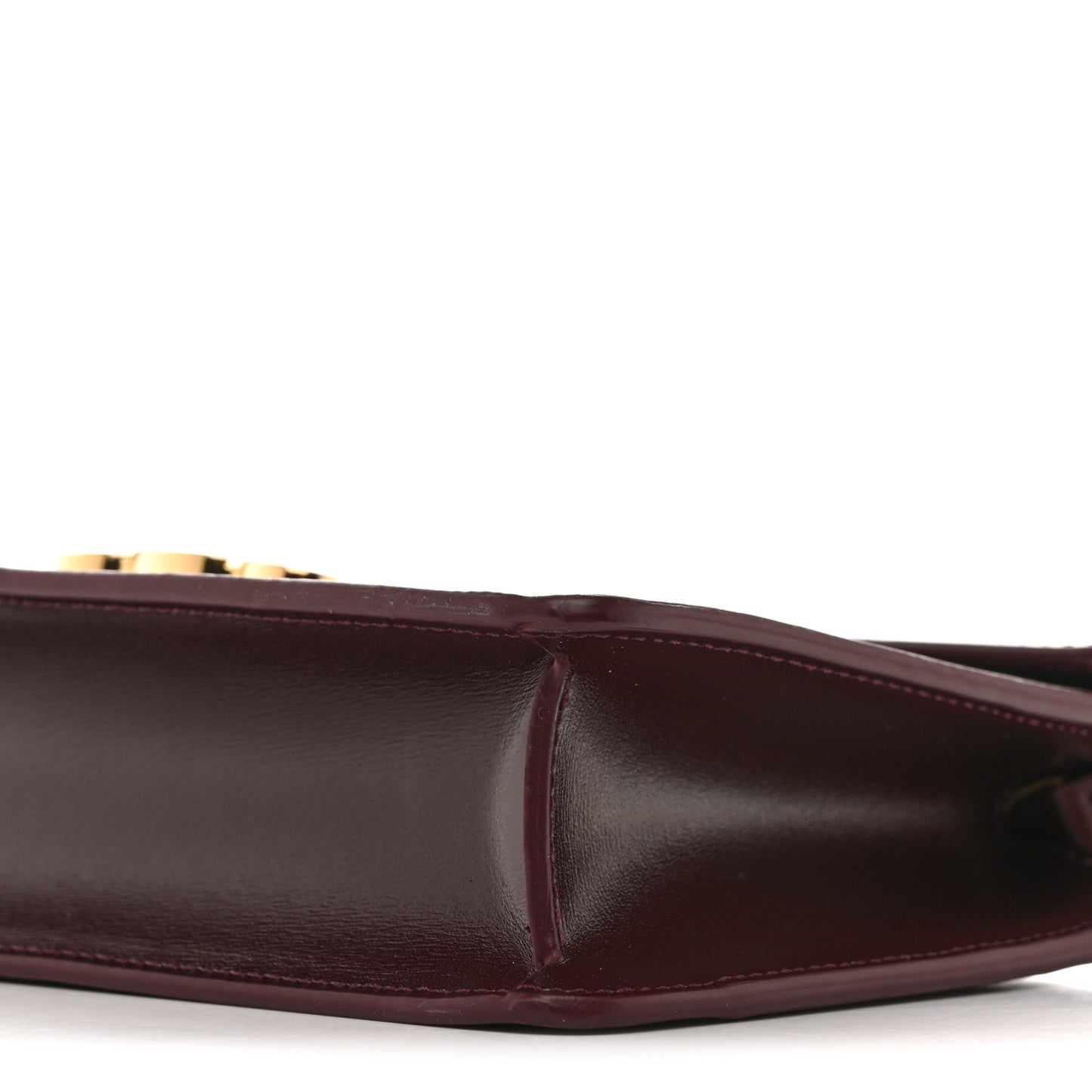 Shiny Calfskin Triomphe Margo Wallet on Chain Burgundy