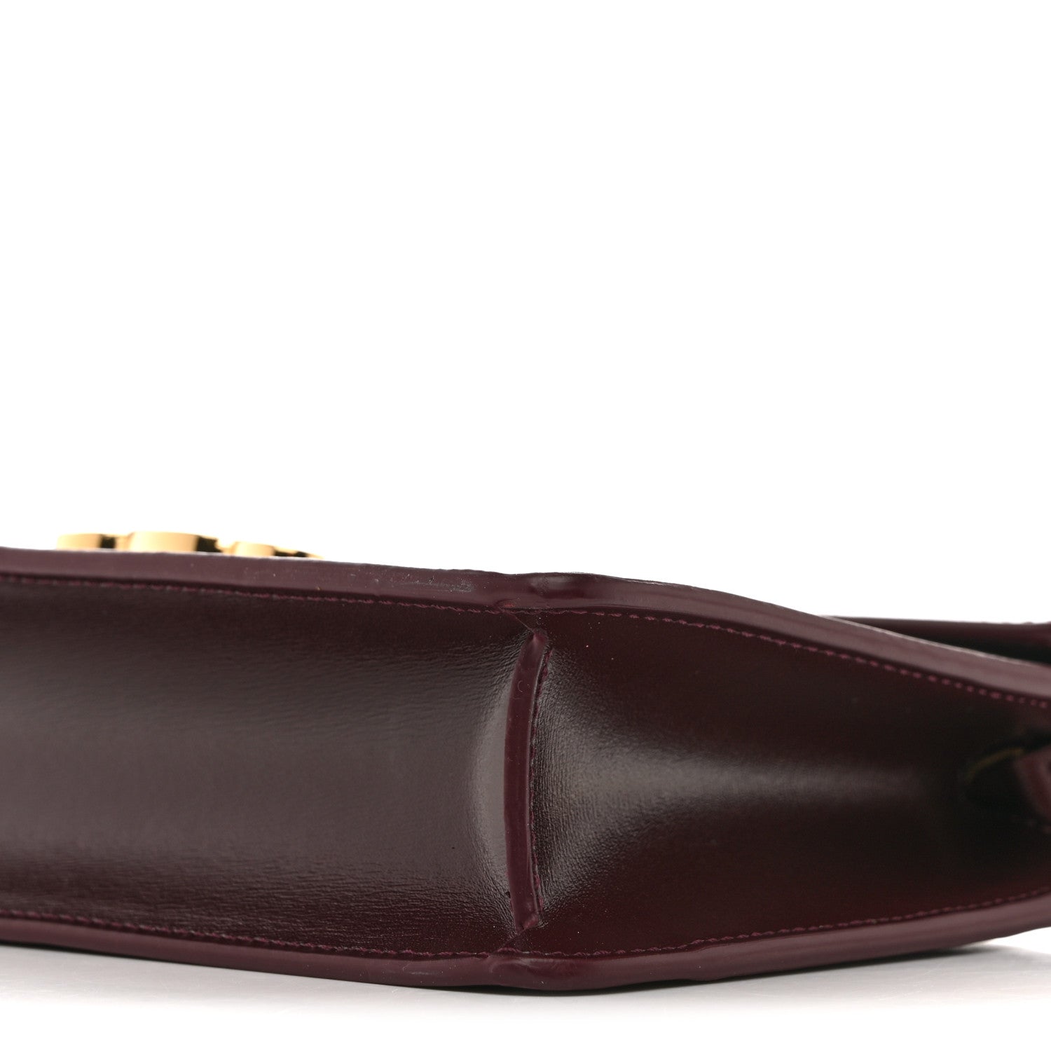 Celine Shiny Calfskin Triomphe Margo Wallet on Chain Burgundy 10 of 11