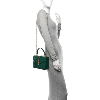 Gucci Mousse Top Patent Small Sylvie 1969 Top Handle Bag Emerald 2 of 13
