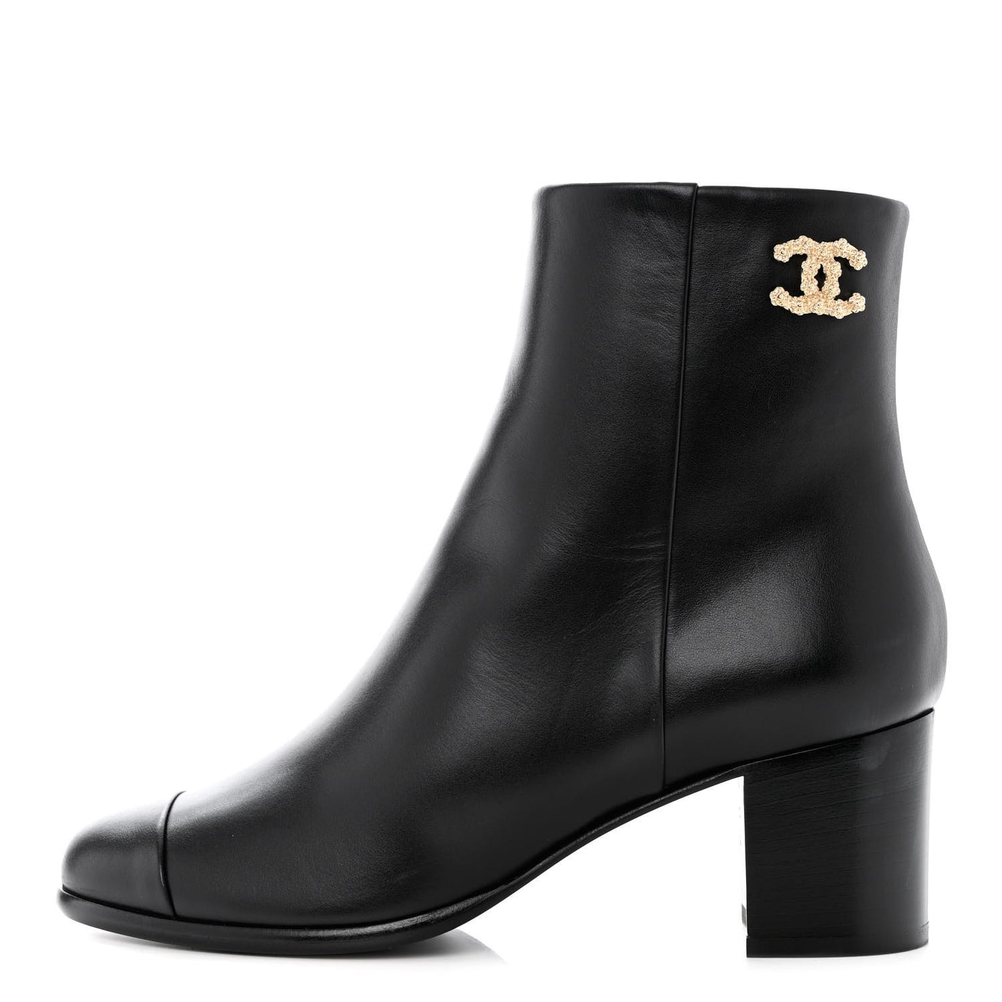 Calfskin CC Ankle Boots 37 Black