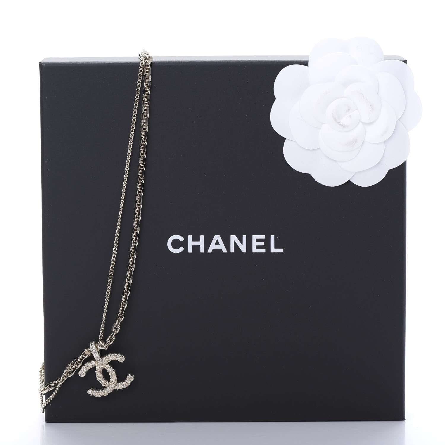 Chanel Crystal CC Multi Strand Chain Necklace Gold 5 of 5