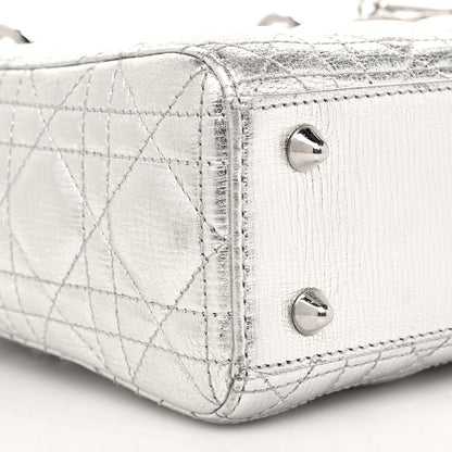Christian Dior Metallic Grained Calfskin Cannage Small Lucky Badges My Lady Dior Silver 8 of 11