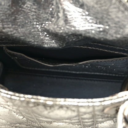 Christian Dior Metallic Crinkled Calfskin Cannage Micro Lady Dior Silver 10 of 12