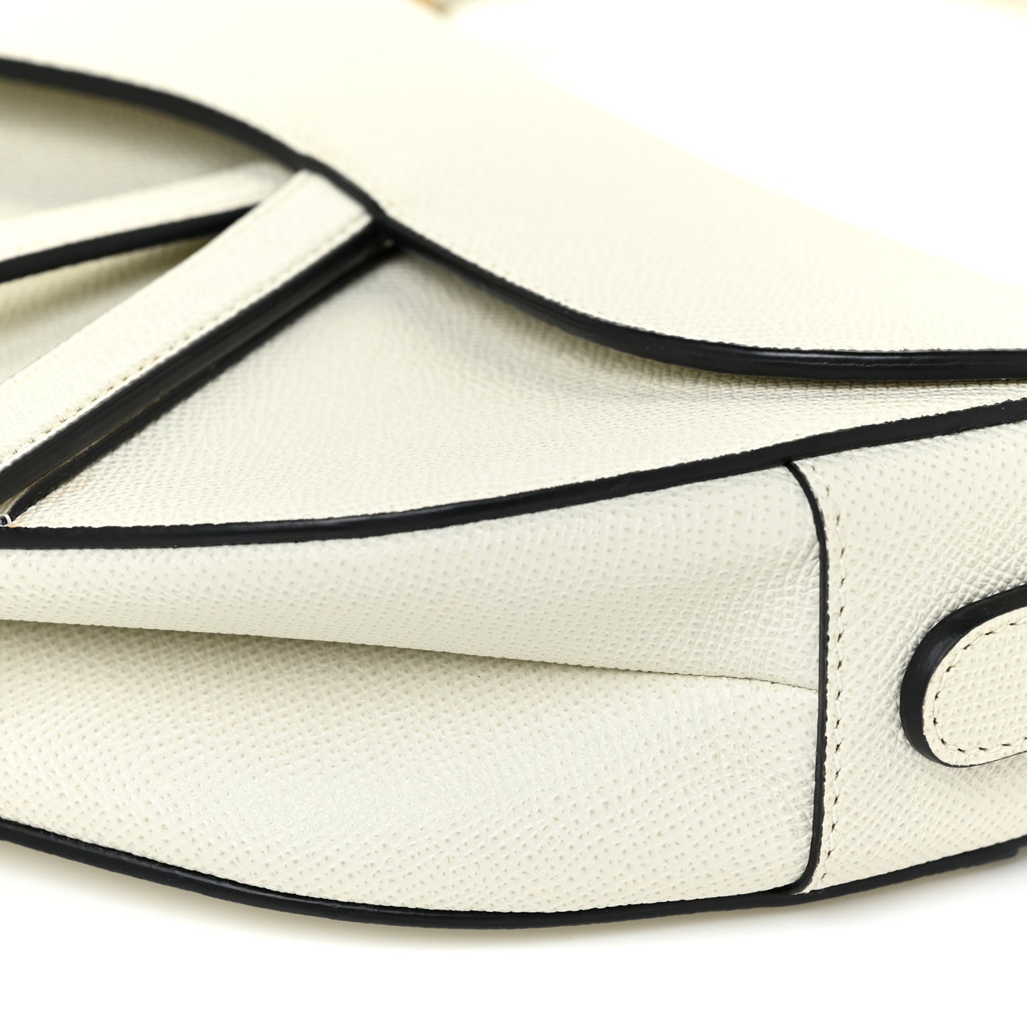 Grained Calfskin Saddle Bag White