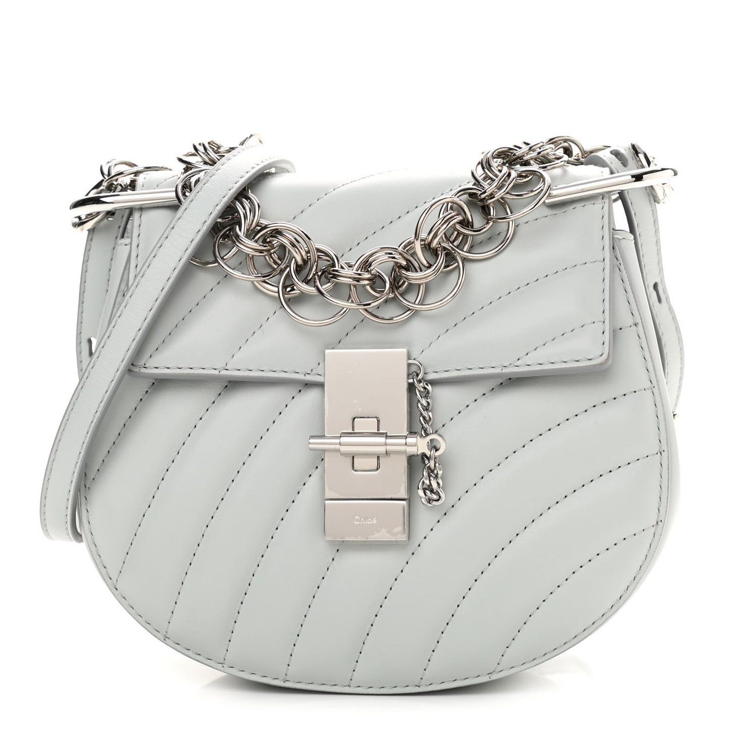Calfskin Quilted Mini Drew Bijou Shoulder Bag Airy Grey