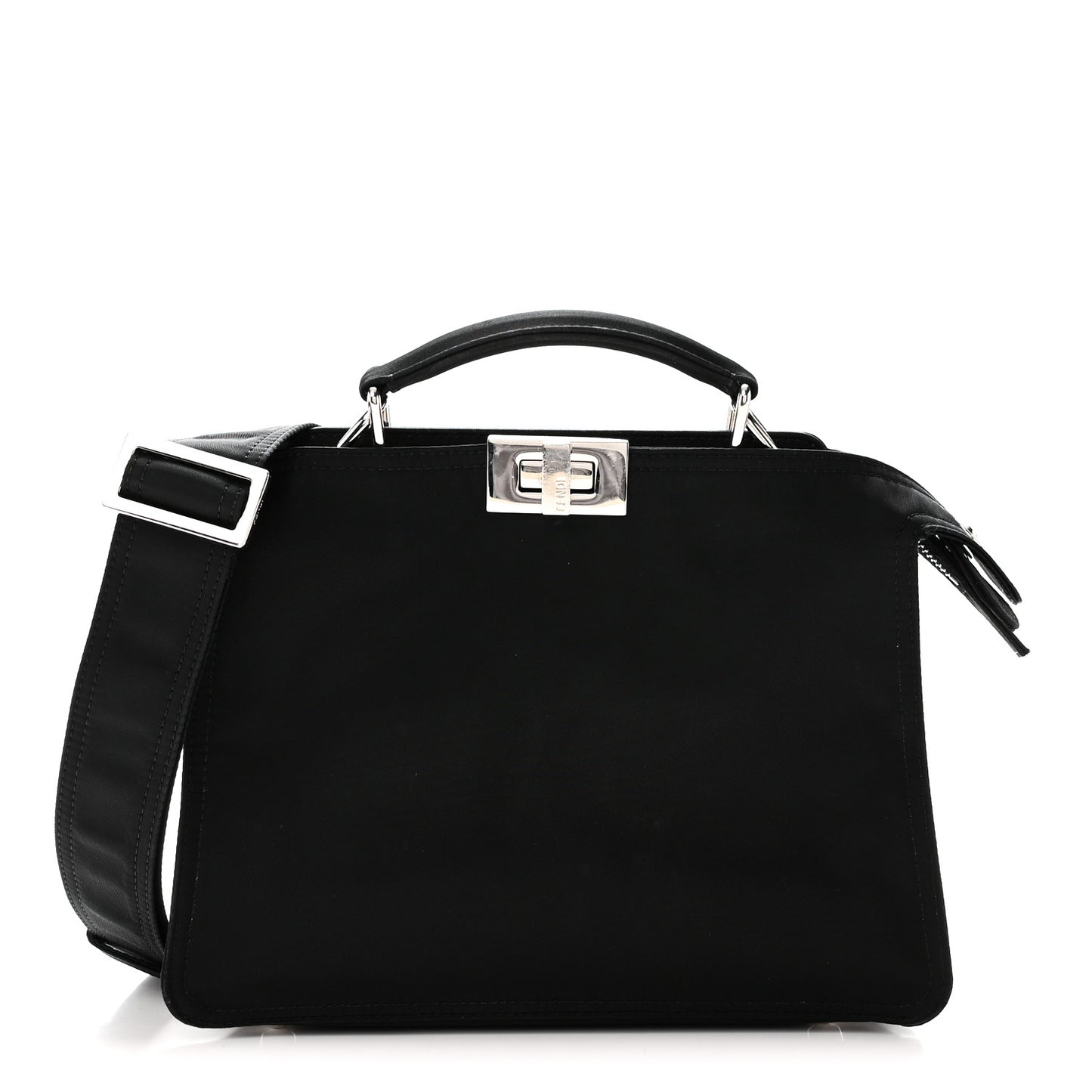 Nylon Vitello Cover Logo Embossed Mini Peekaboo I SEE U Satchel Black White