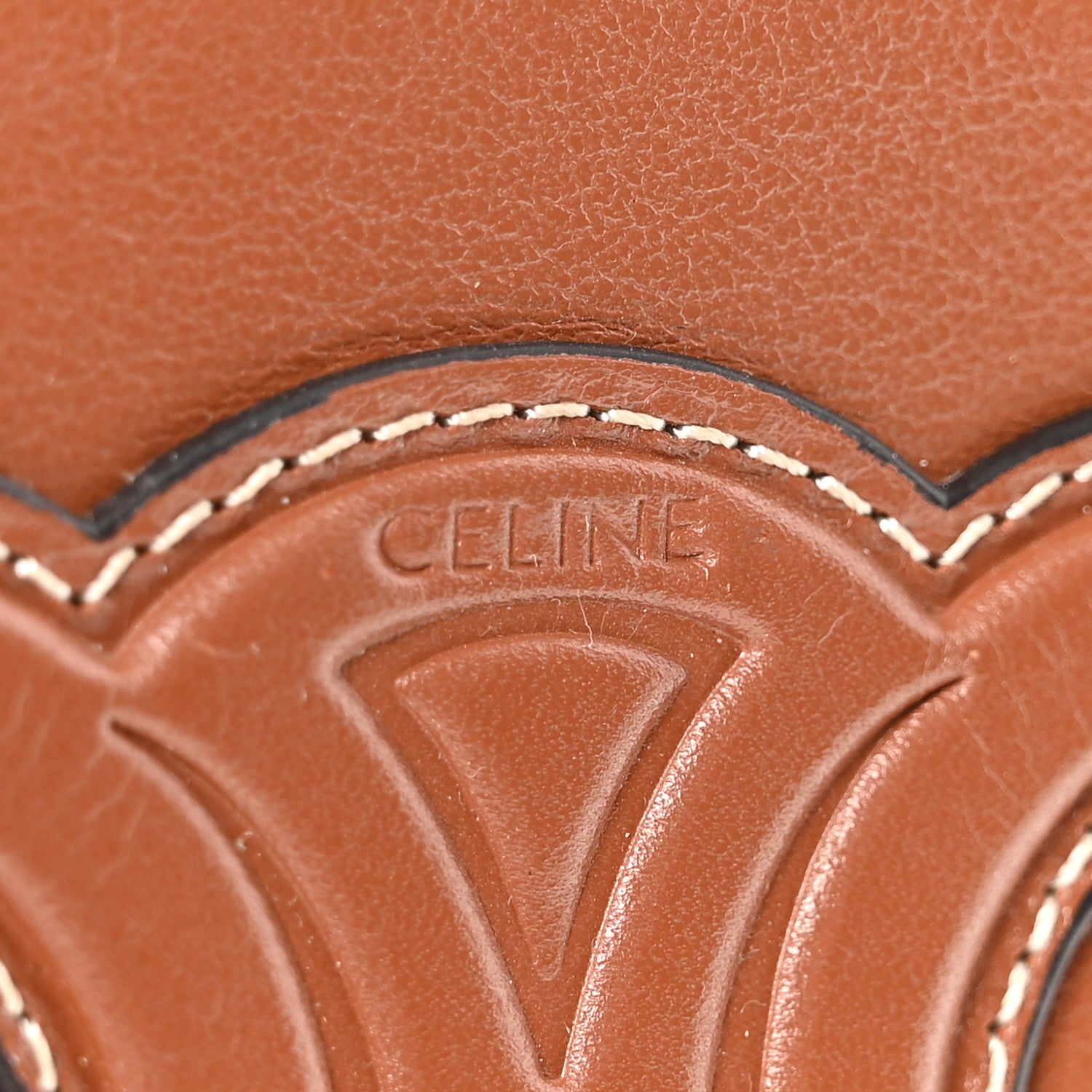 Celine Smooth Calfskin Cuir Triomphe Coin and Card Pouch With Hook Tan 6 of 7