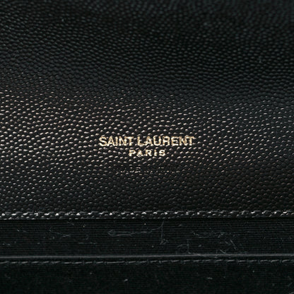 Saint Laurent Grain De Poudre Textured Mixed Matelasse Triquilt Monogram Clutch Black 6 of 11