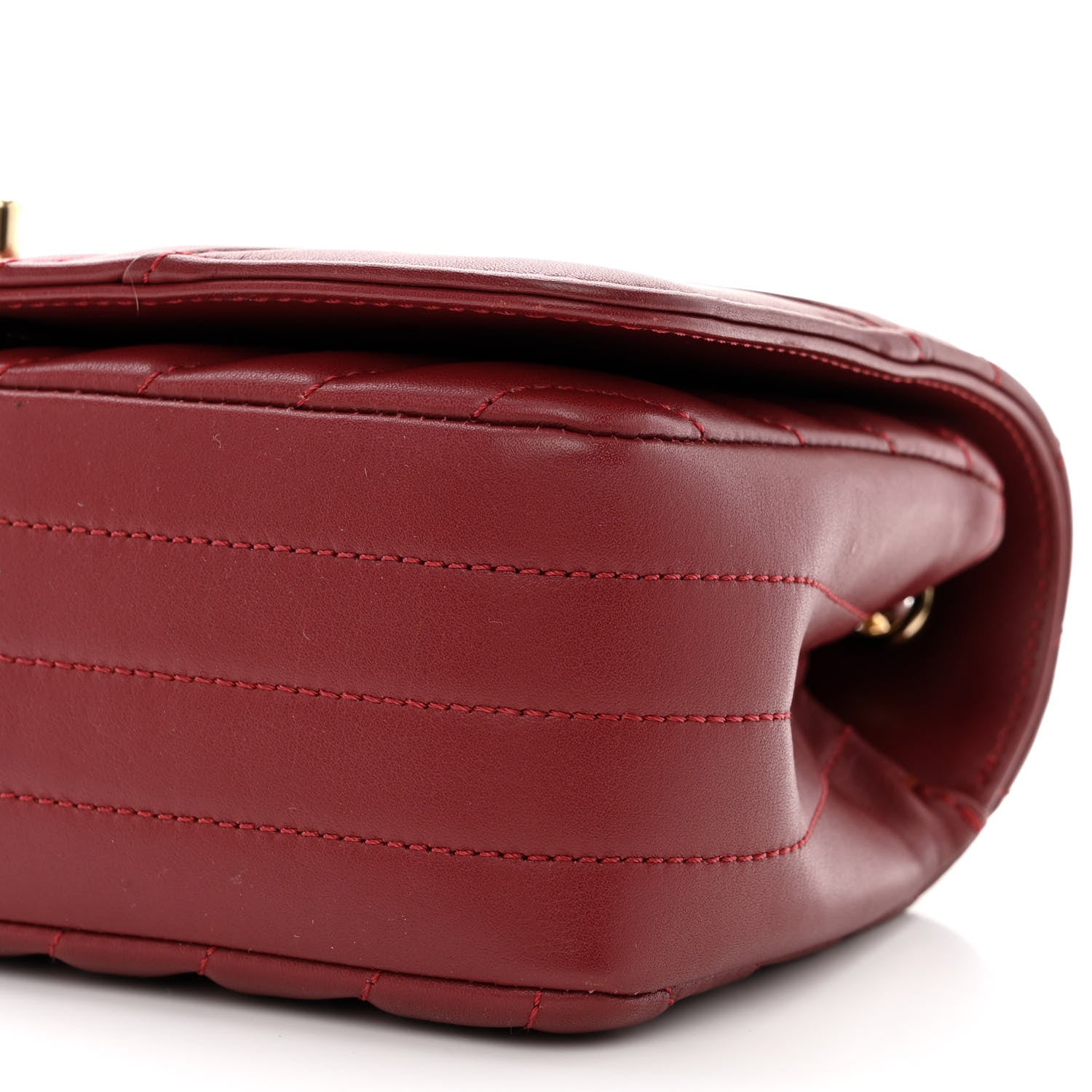 Chanel Calfskin Chevron Quilted Mini Statement Flap Burgundy 11 of 12