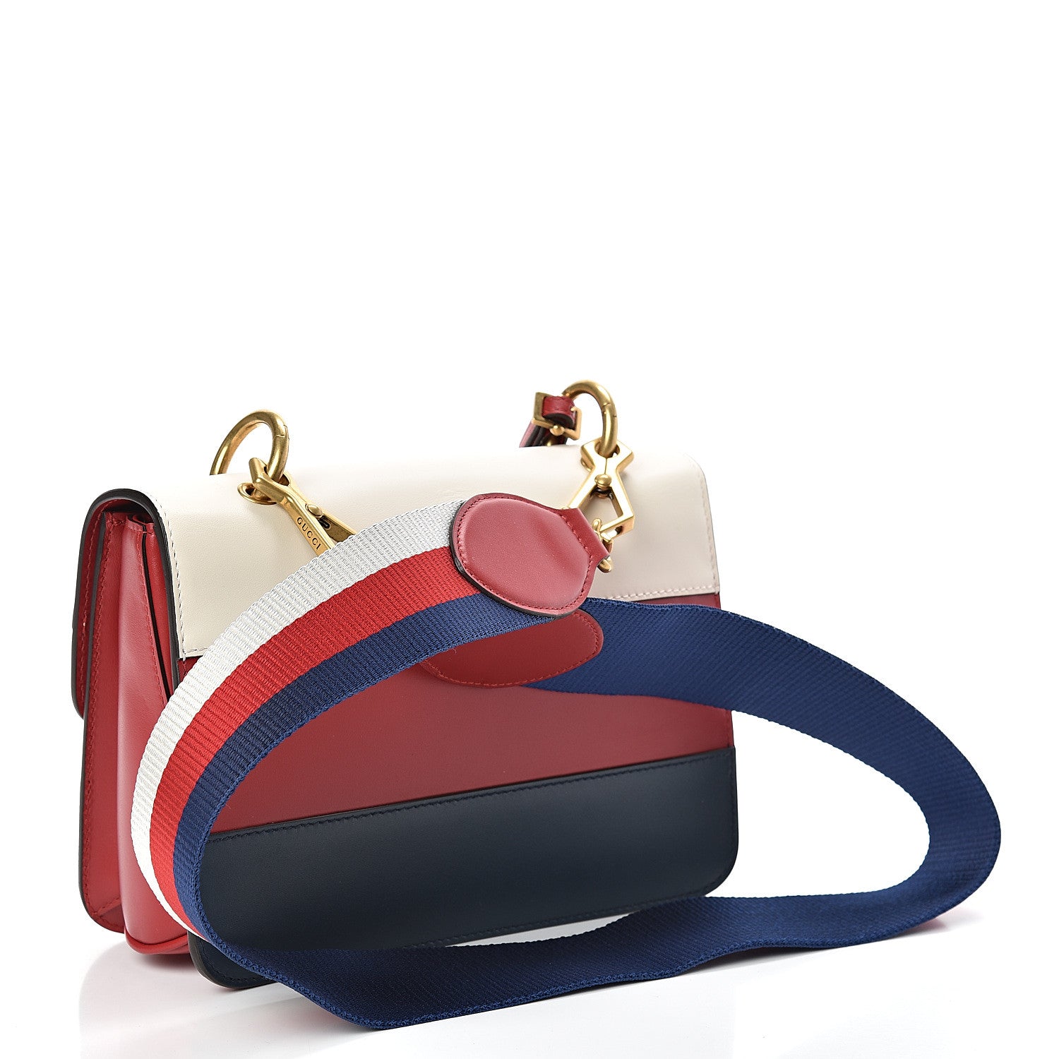Gucci Calfskin Sylvie Web Queen Margaret Shoulder Bag Blue Agata Hibiscus Red Mystic White 3 of 12