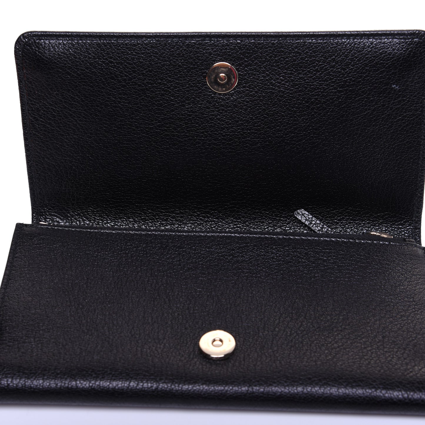 Chevre Gold Metallic Edge Hardware Money Wallet Black