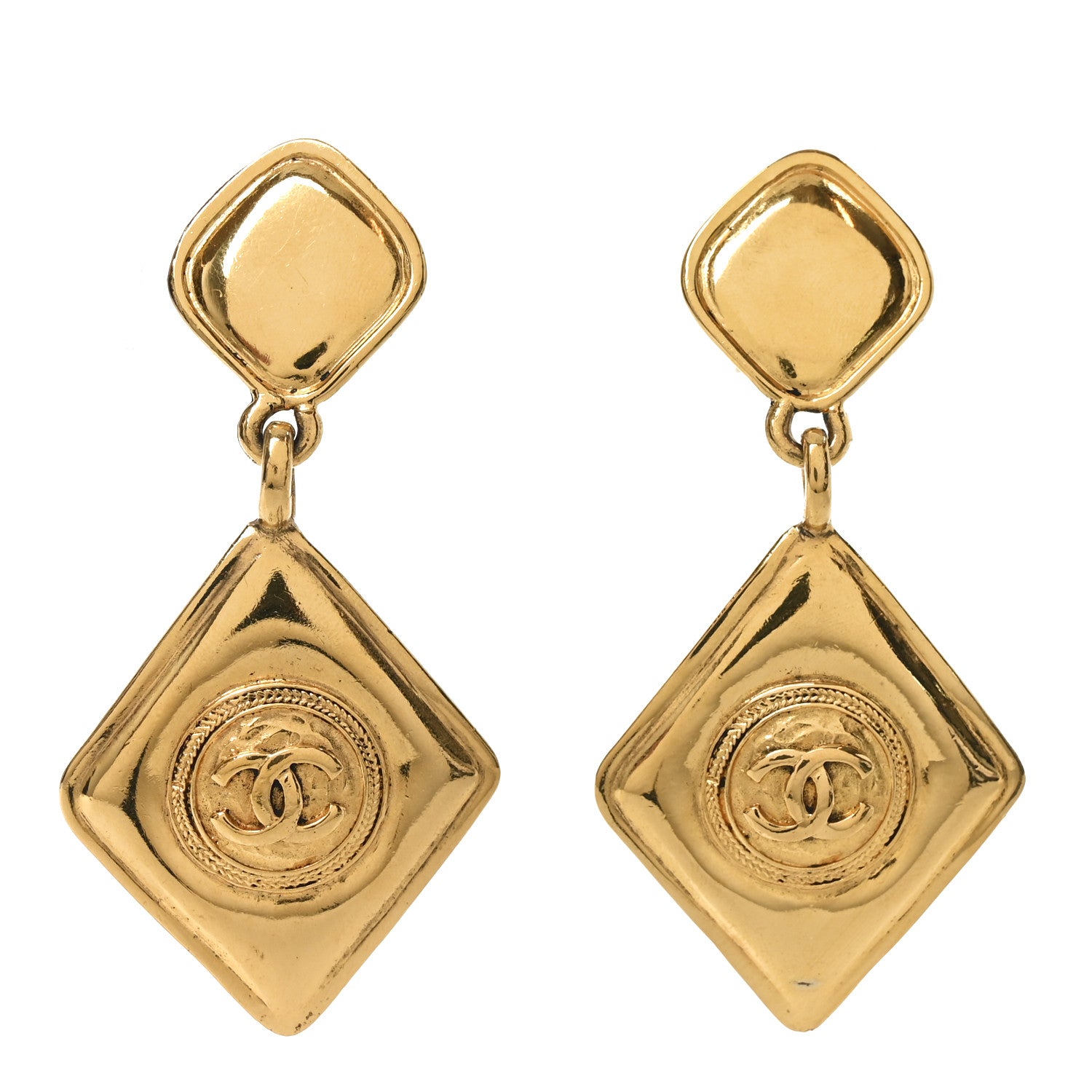 Chanel CC Drop Clip On Earrings Gold 1 of 4