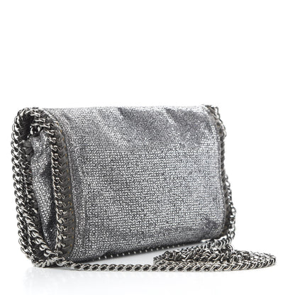 Stella McCartney Metallic Woven Raffia Falabella Crossbody Bag Silver 3 of 12