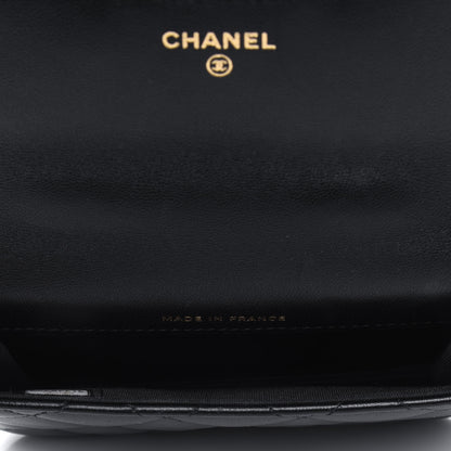 Chanel Lambskin Quilted Top Handle Flap Coin Purse With Chain Black 4 of 5