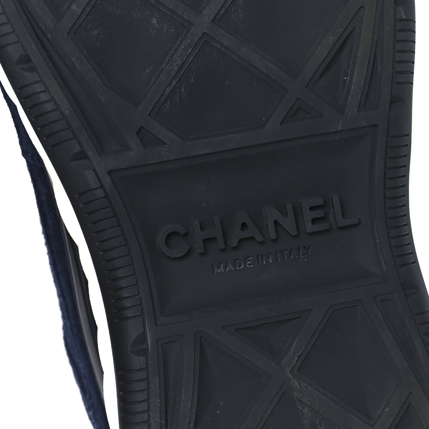 Chanel Suede Calfskin Nylon Grosgrain CC Sneakers 38  Navy Blue 7 of 9