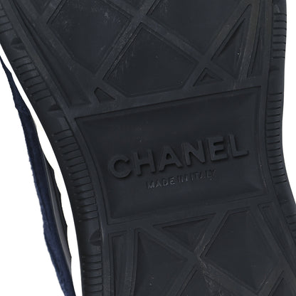 Chanel Suede Calfskin Nylon Grosgrain CC Sneakers 38  Navy Blue 7 of 9