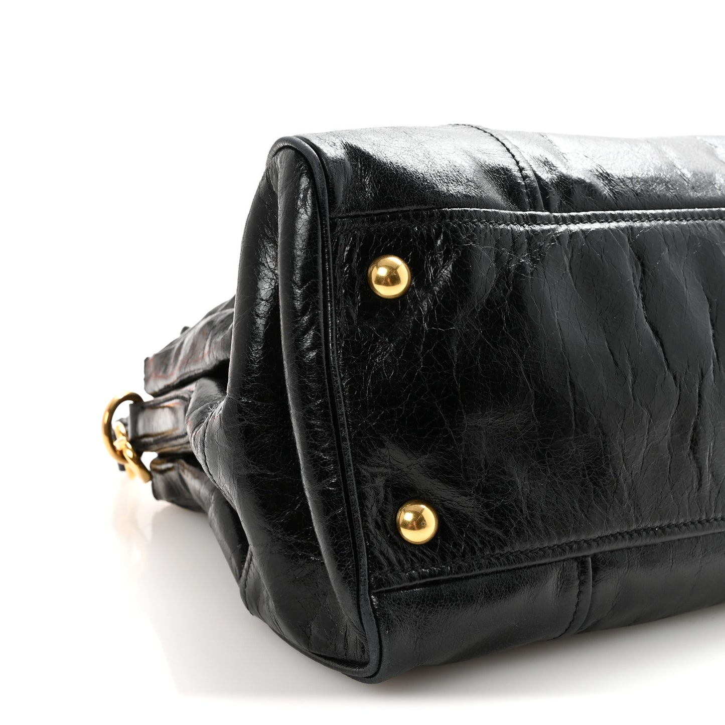 Vitello Shine Top Handle Satchel Black