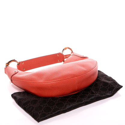 Gucci Pebbled Leather Bamboo Ring Hobo Red 4 of 7