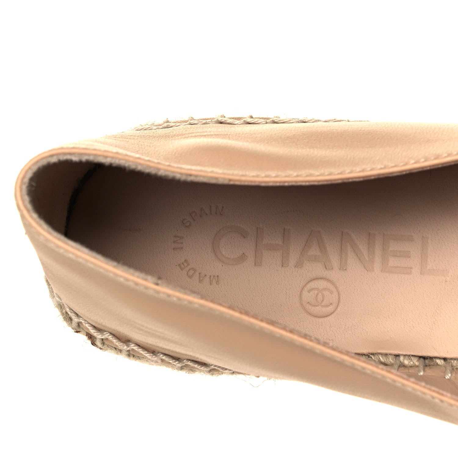 Chanel Lambskin CC Espadrilles 38 Beige Black 6 of 7