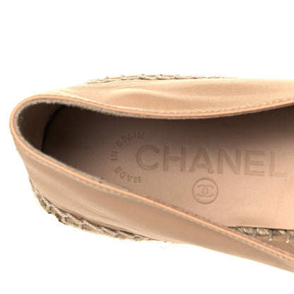 Chanel Lambskin CC Espadrilles 38 Beige Black 6 of 7
