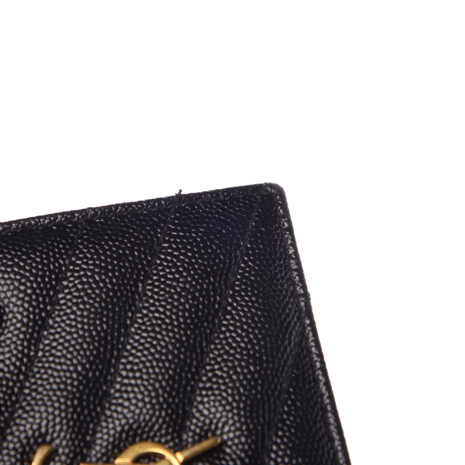 Saint Laurent Grain De Poudre Matelasse Chevron Monogram Zipped Card Case Black 9 of 9
