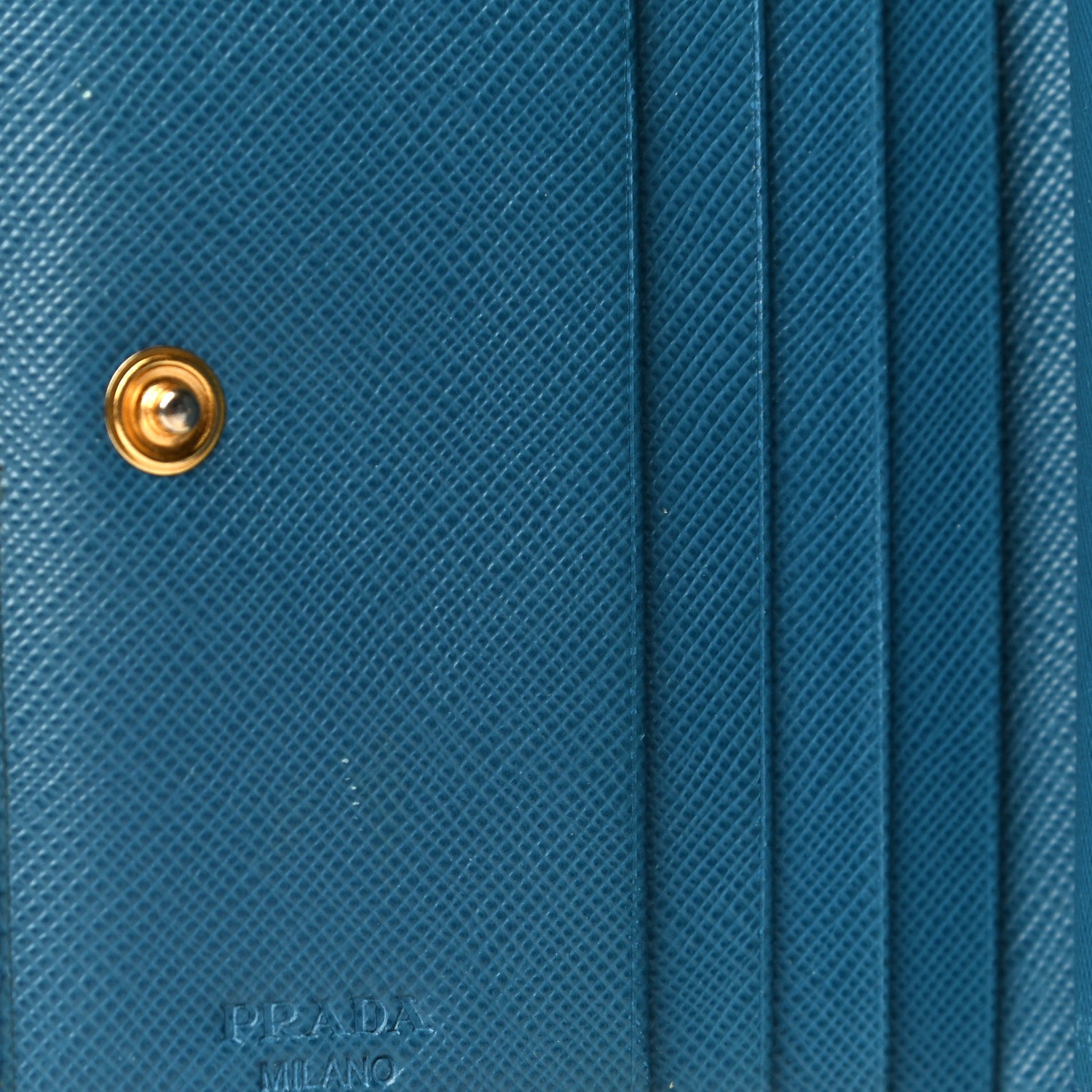 Prada Saffiano Metal Compact Snap Bi-Fold Wallet Cobalto 12 of 20