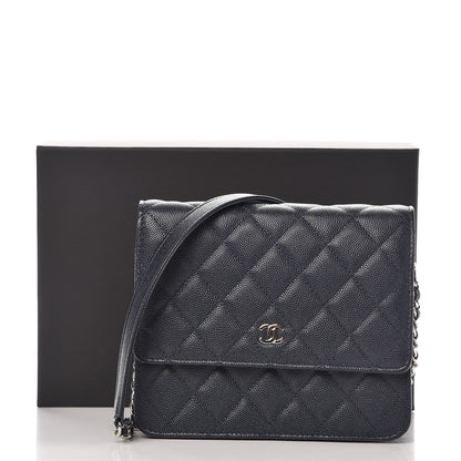 Chanel Caviar Quilted Square Wallet On Chain WOC Navy 9 of 9