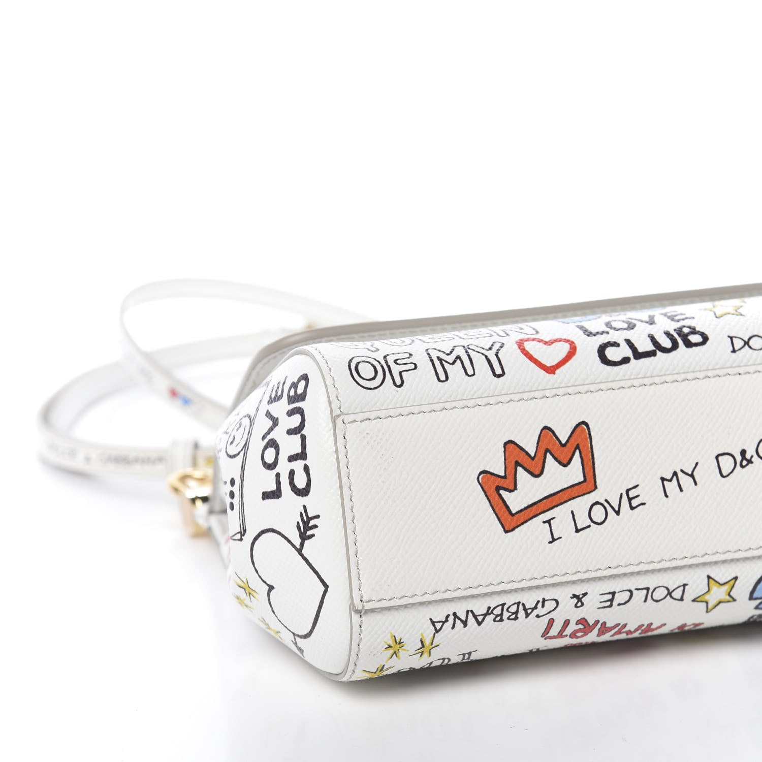 Dolce & Gabbana Dauphine Graffiti Printed Small Miss Sicily Satchel White 10 of 11