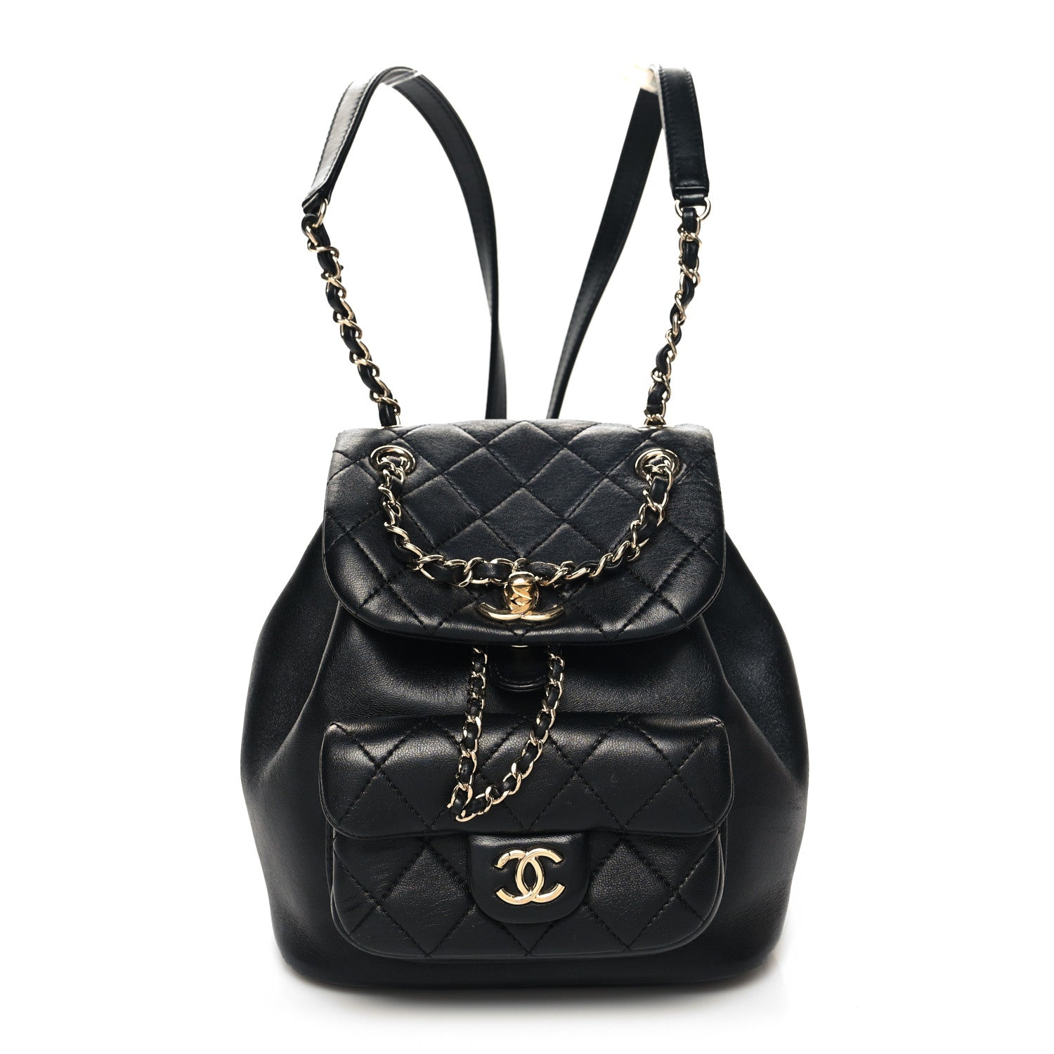 Chanel Lambskin Quilted Small Duma Drawstring Backpack Black 1 of 10
