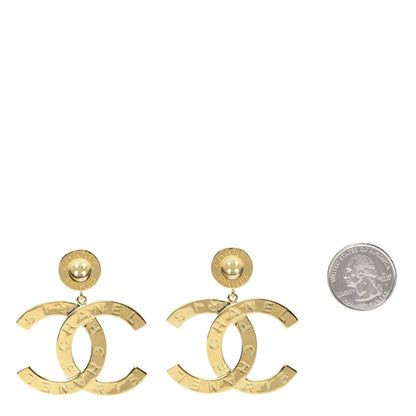 Chanel Metal Large Paris Button Earrings Gold 2 of 4