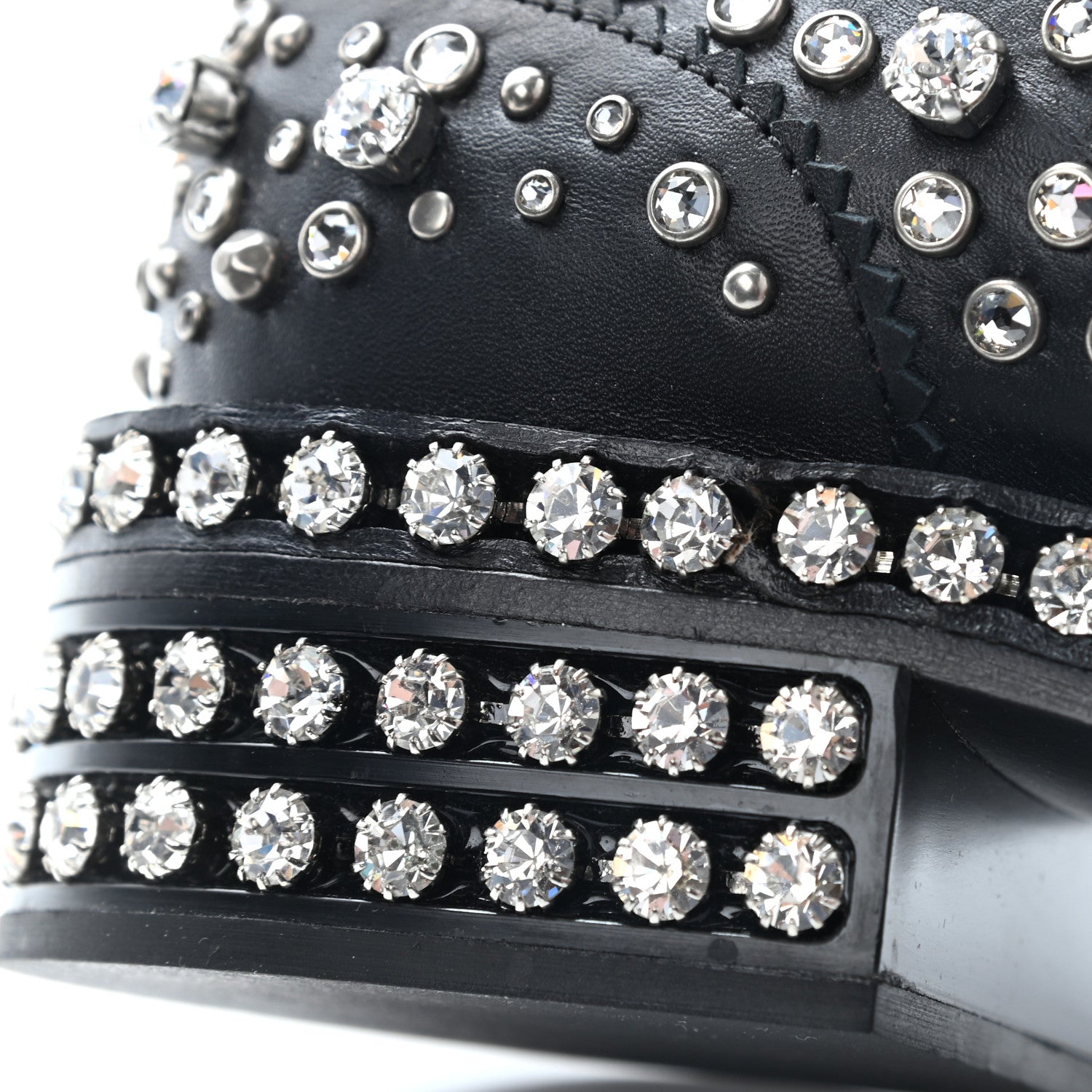 Gucci Calfskin Crystal Studded Womens Queercore Brogue Monk Strap Loafers 35.5 Black 10 of 10