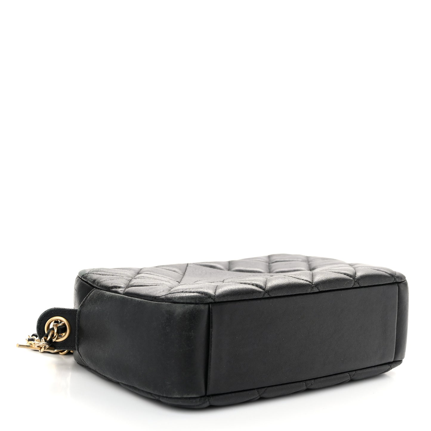 Lambskin Quilted Small Diamond CC Camera Case Black