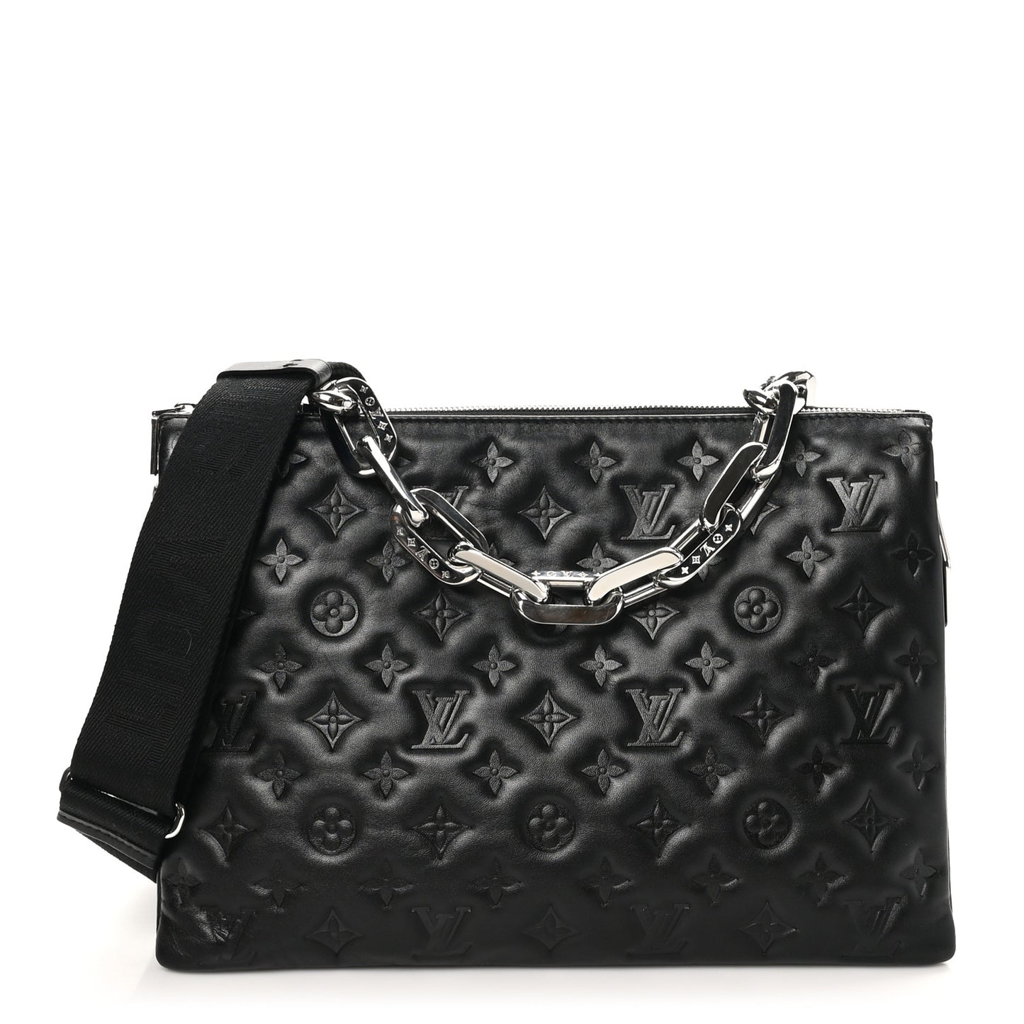 Lambskin Embossed Monogram Coussin MM Black