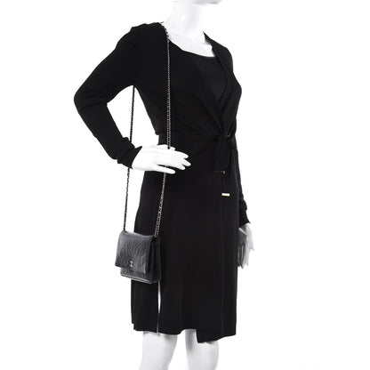 Chanel Lambskin Camellia Embossed Wallet On Chain WOC Black 2 of 11