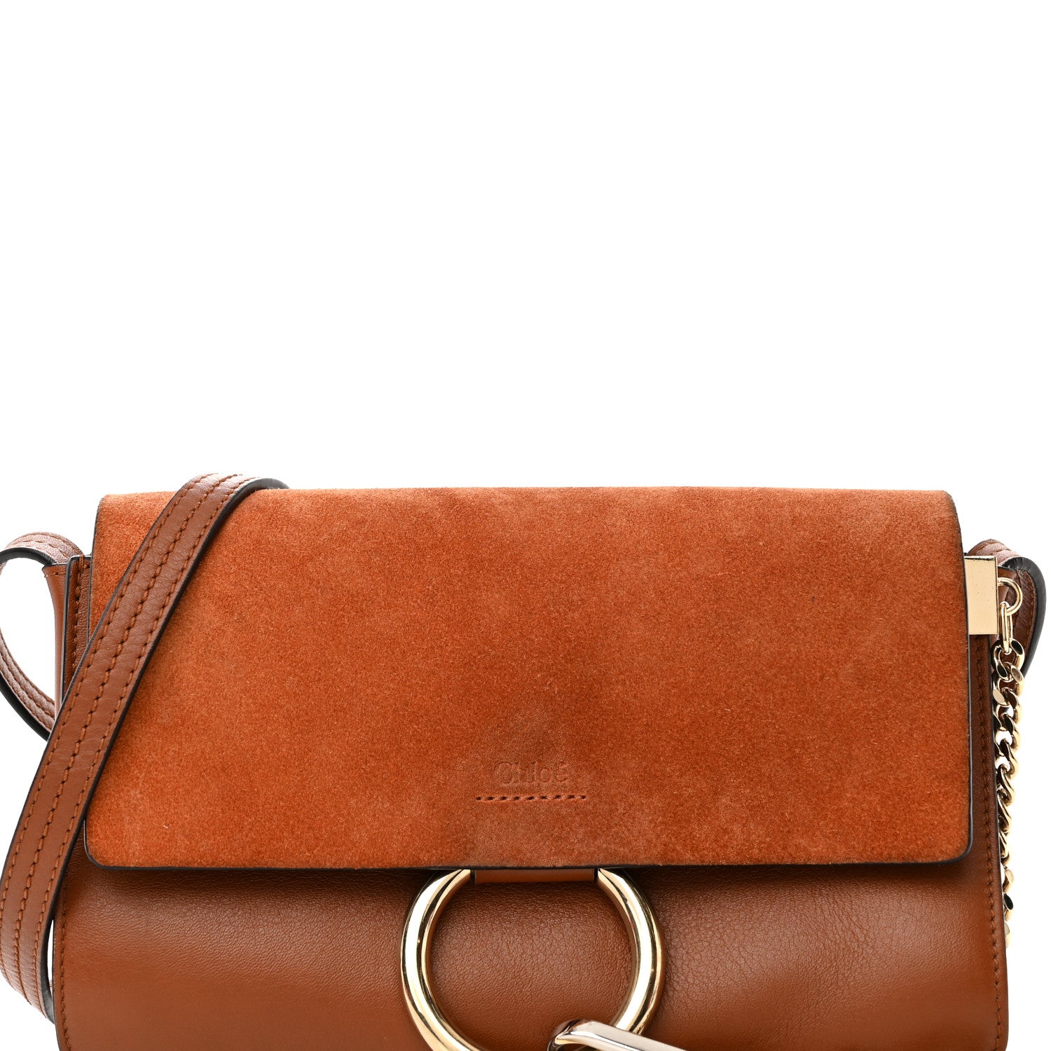 Chloe Suede Calfskin Mini Faye Shoulder Bag Tobacco 6 of 10