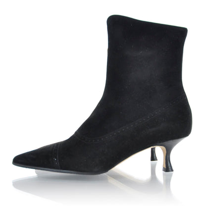 FASHIONPHILE MANOLOBLAHNIKSuedeZipAnkleBoots36.5Black 2 of 7