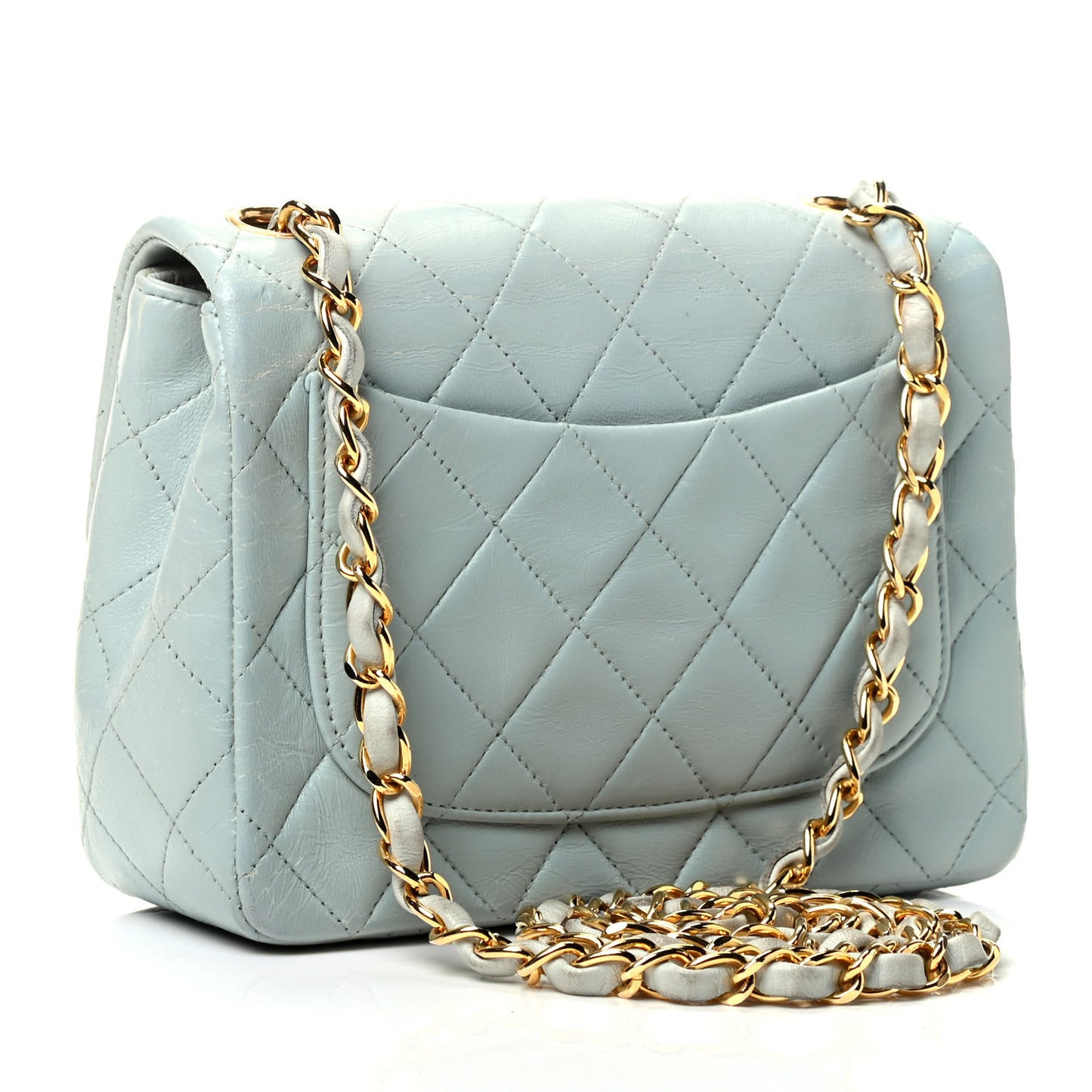 Lambskin Quilted Mini Square Flap Blue