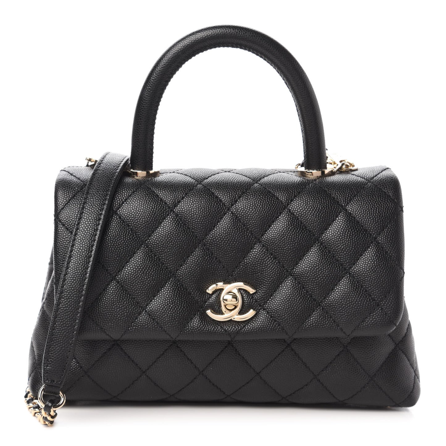 Caviar Quilted Mini Coco Handle Flap Black