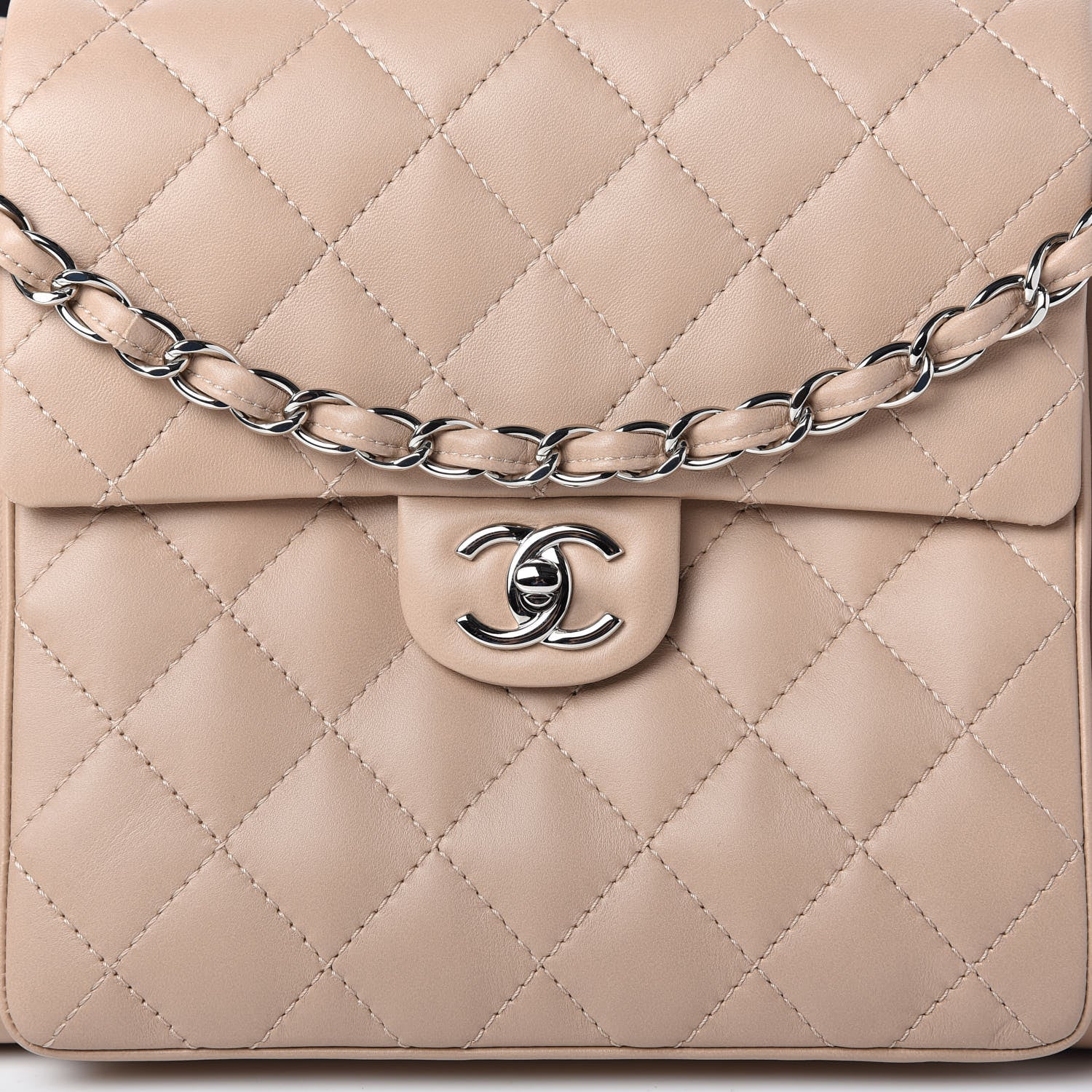 Chanel Lambskin Quilted CC Accordion Shopping Bag Beige 10 of 11
