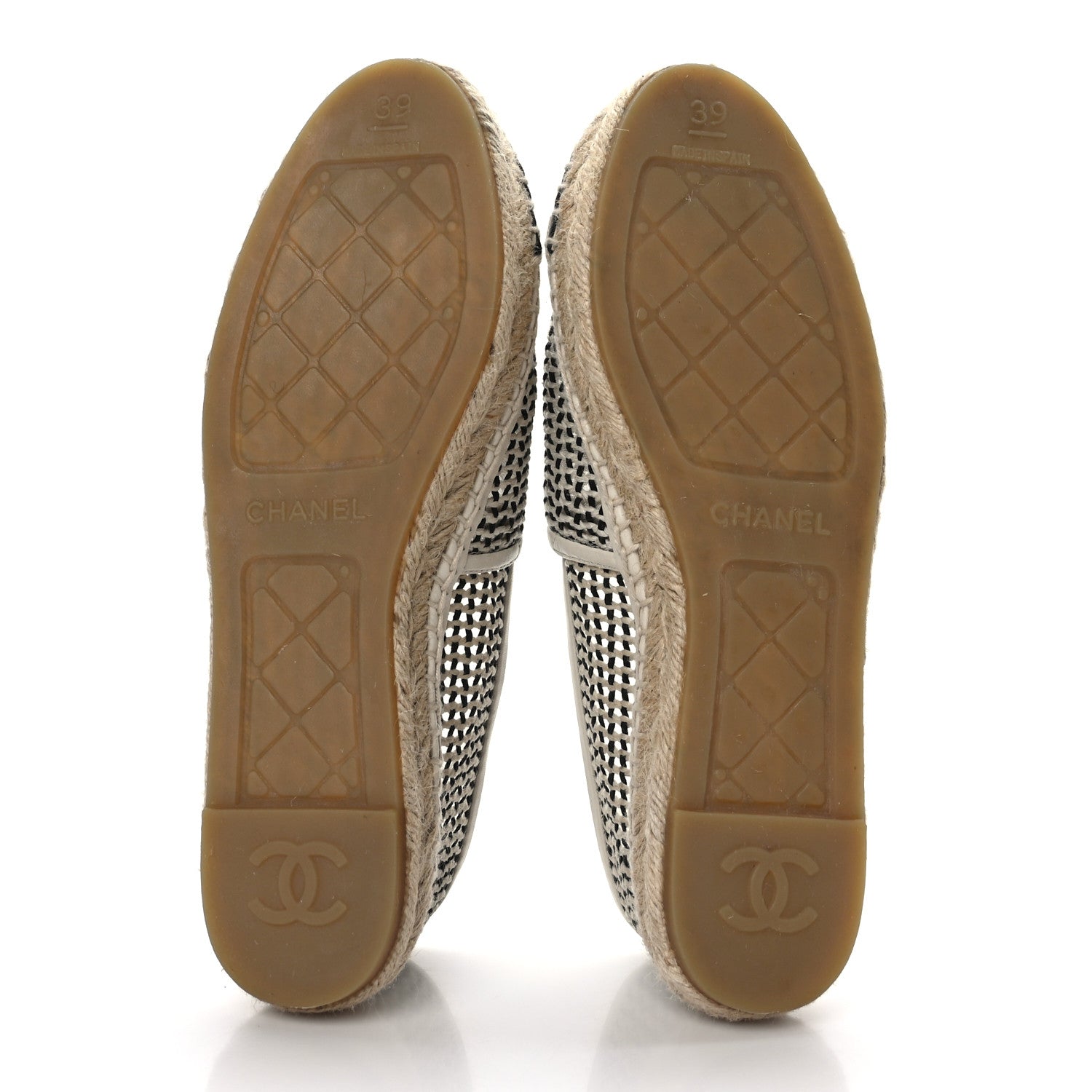 Chanel Mesh Grosgrain CC Espadrilles 39 Beige Black 5 of 7
