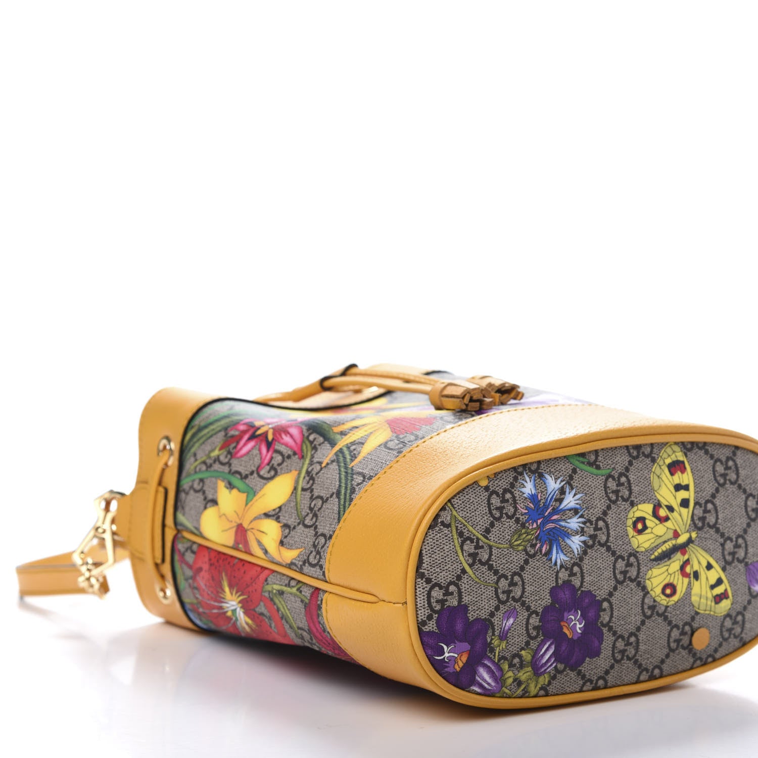 Gucci GG Supreme Monogram Flora Small Ophidia Bucket Bag Beige Multicolor Crop 6 of 11