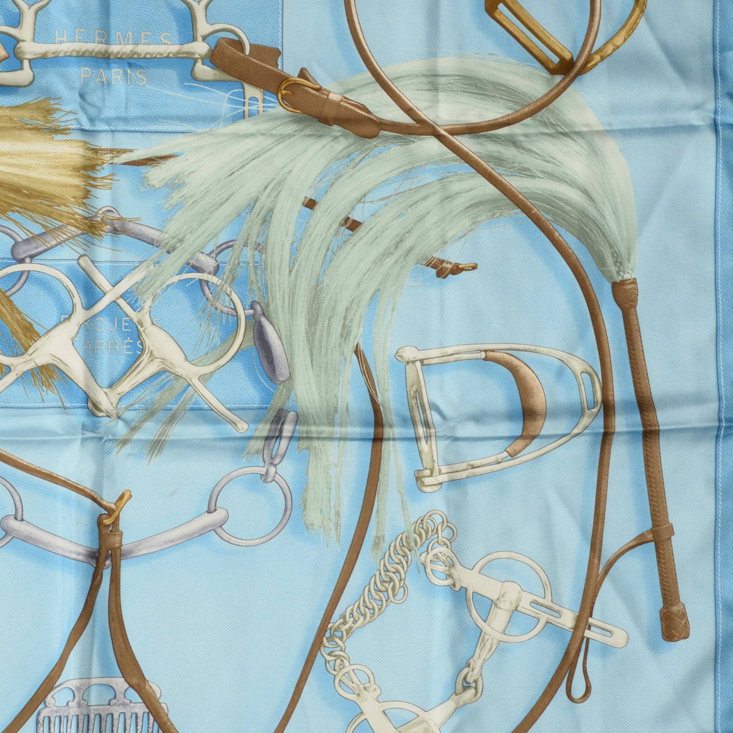 Hermes Silk Projets Carres Scarf 90 Bleu Ciel 4 of 14