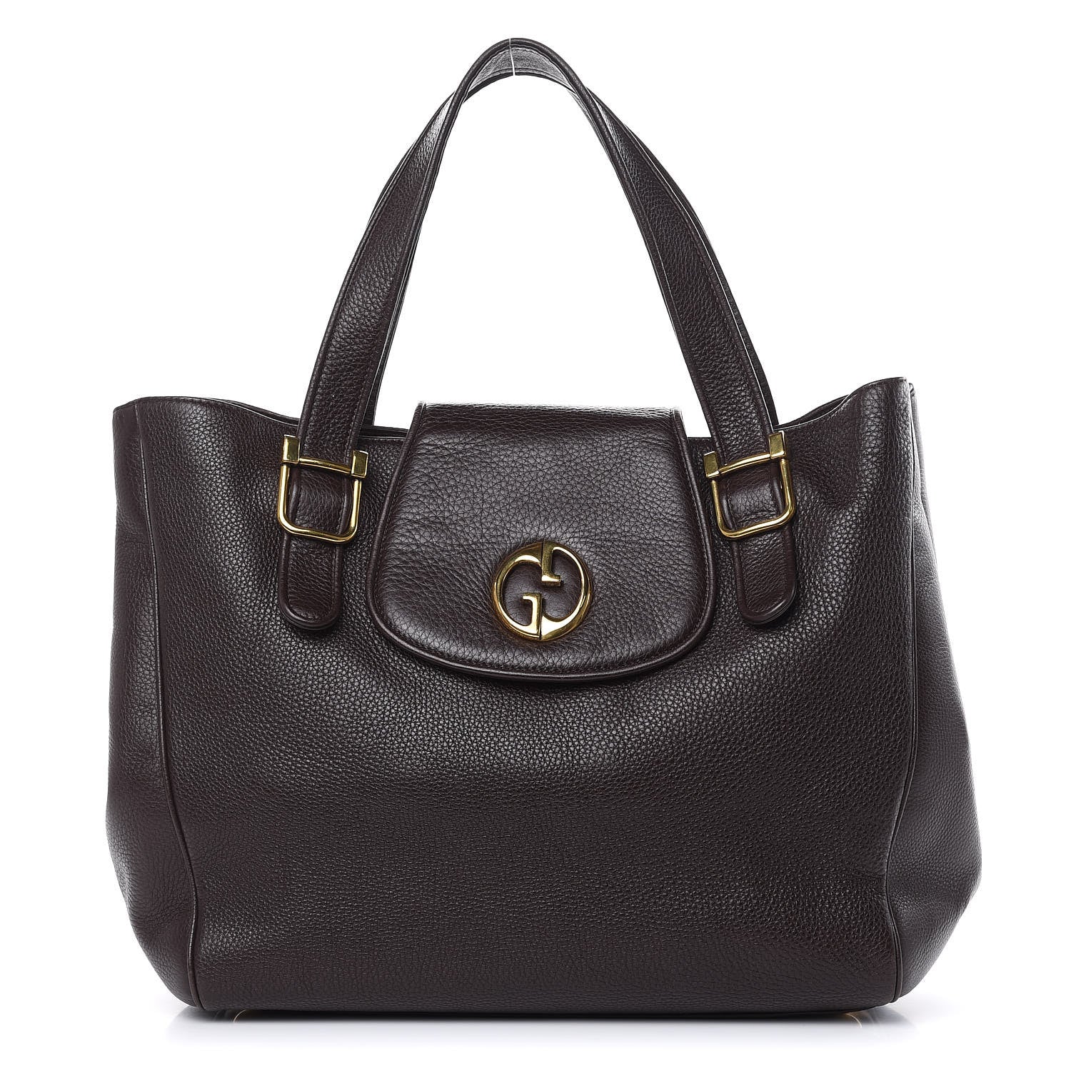 Gucci Pebbled Calfskin Medium 1973 Tote Dark Brown 1 of 13