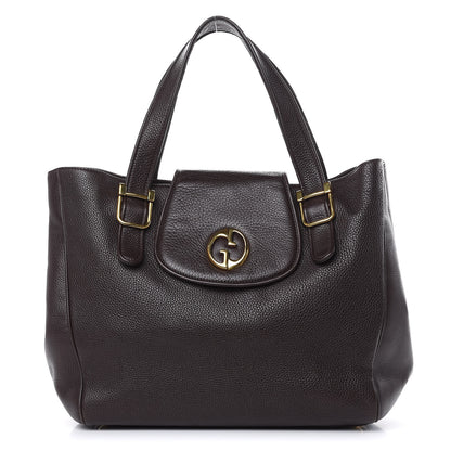 Gucci Pebbled Calfskin Medium 1973 Tote Dark Brown 1 of 13
