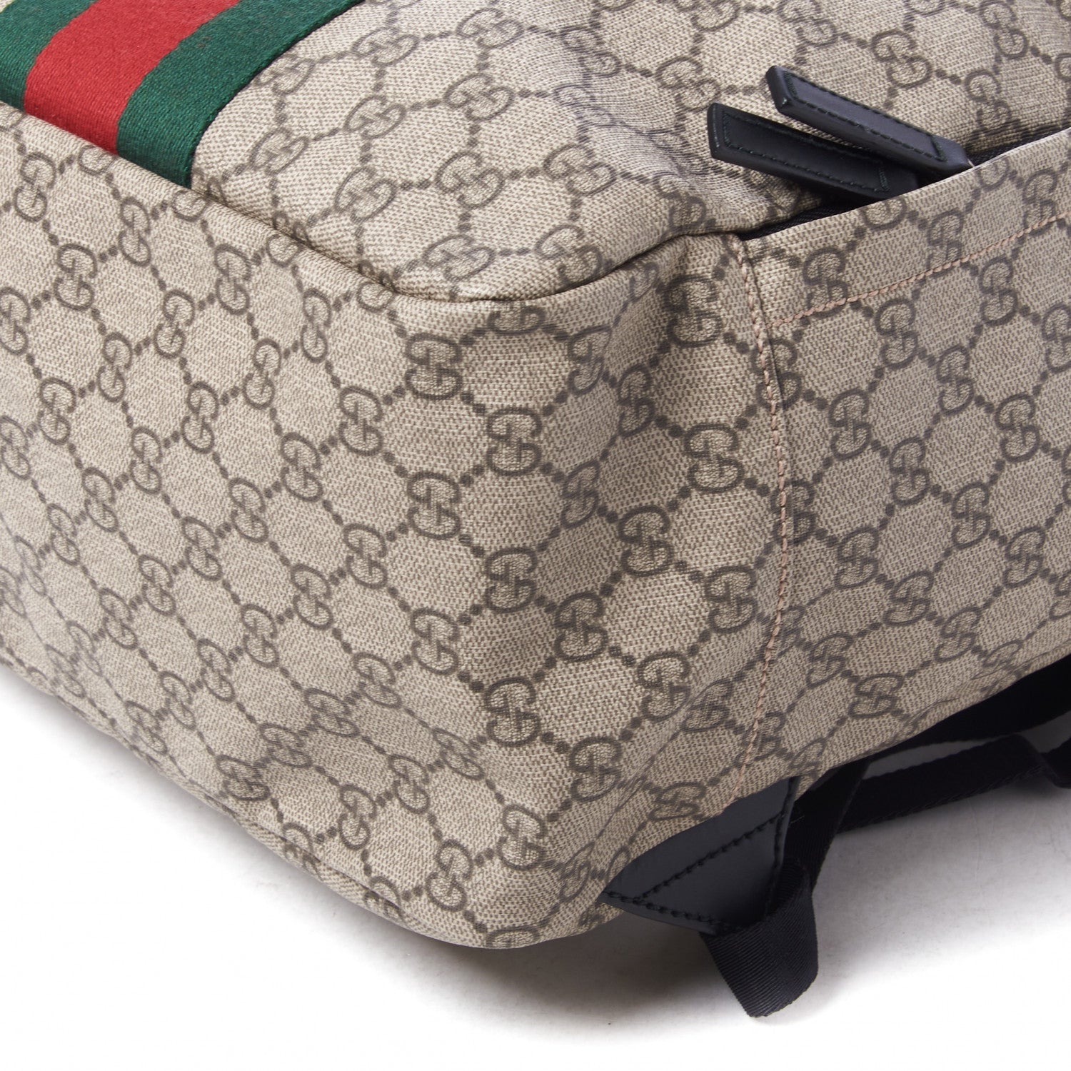 Gucci Soft GG Supreme Monogram Appia Calfskin Web Tote Backpack Beige Ebony Black 5 of 8